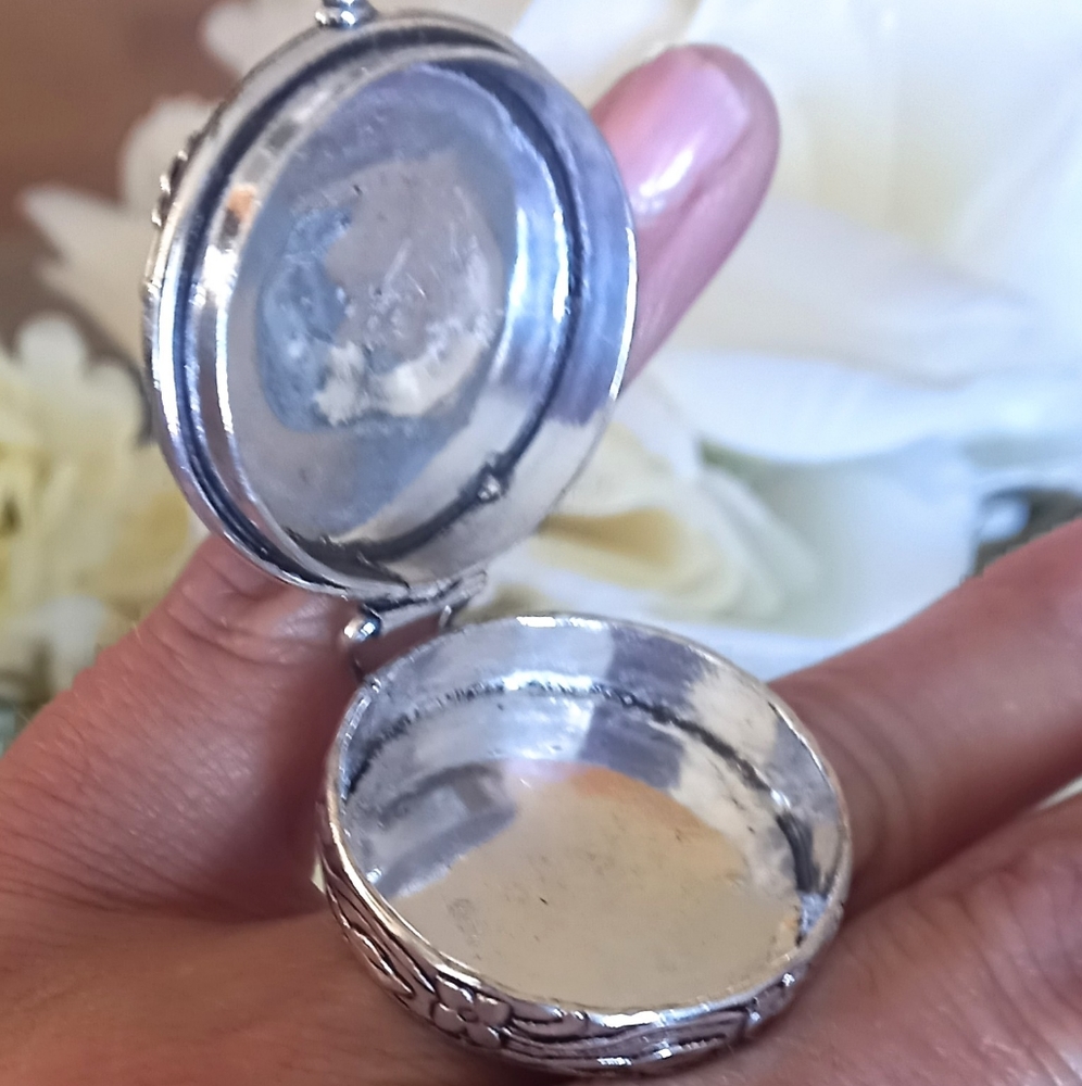 Vintage Larimar Poison Box Sterling Silver Ring 925 - Picture 6 of 6